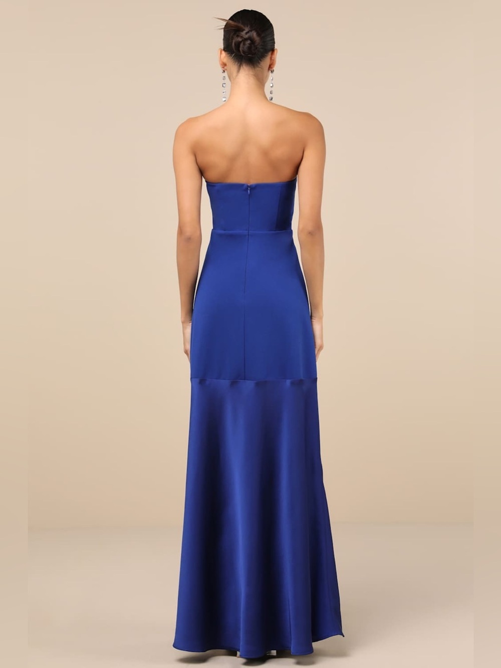 Lulus Compelling Style Royal Blue Strapless A-Line Maxi Dress Size Small Formal - Picture 4 of 16